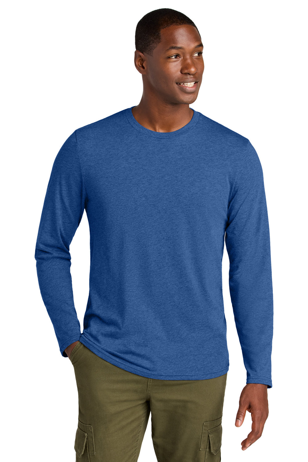 District® Perfect Weight® CVC Long Sleeve Tee - Heathered Deep Royal - XS