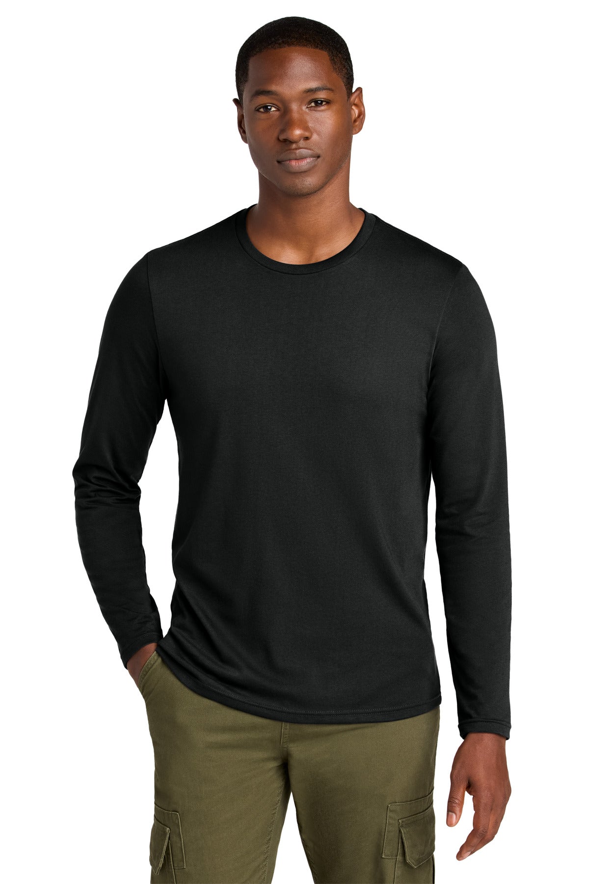 District® Perfect Weight® CVC Long Sleeve Tee - Jet Black - XS