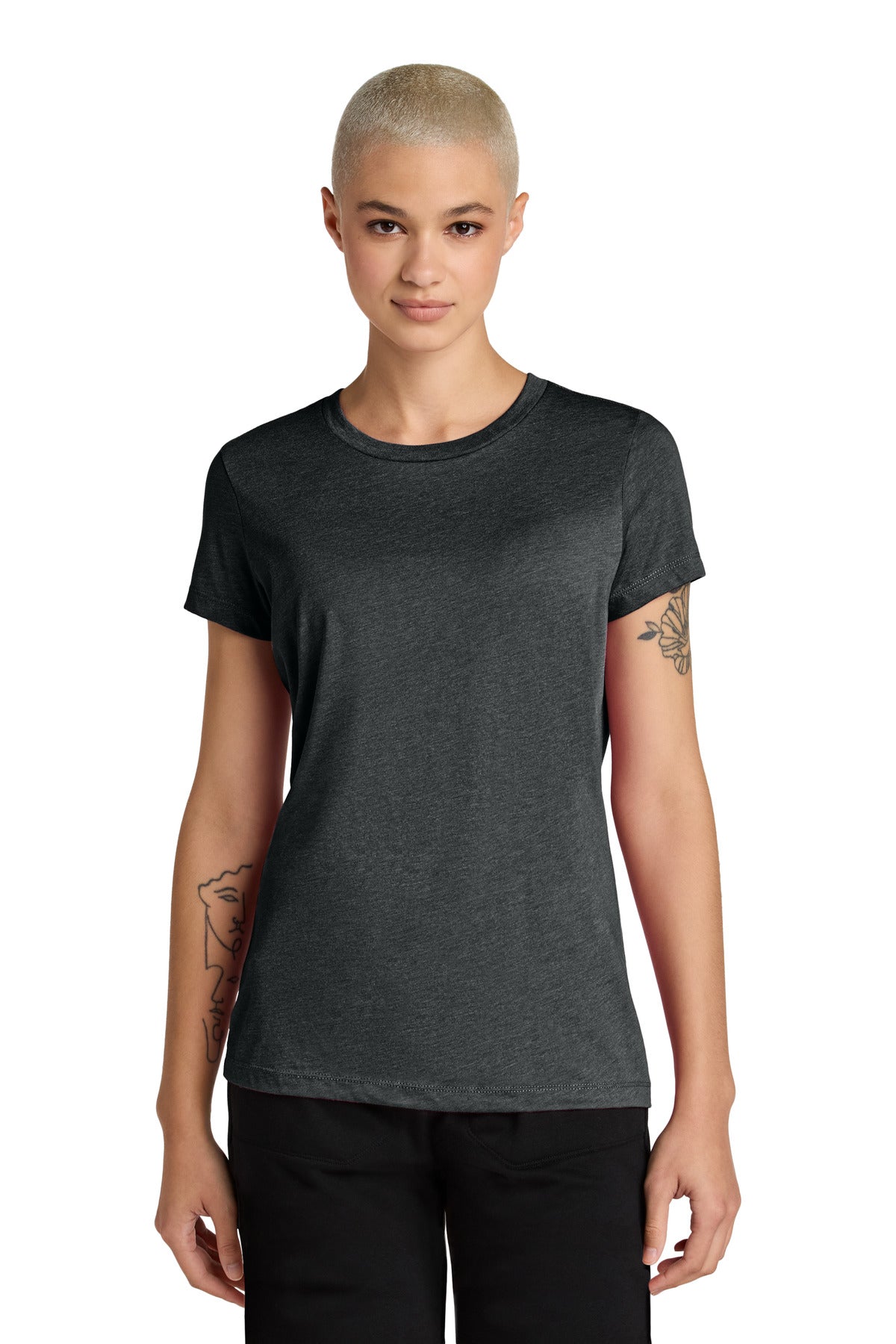 District® Women’s Perfect Weight® CVC Tee - Jet Black Heather - XS