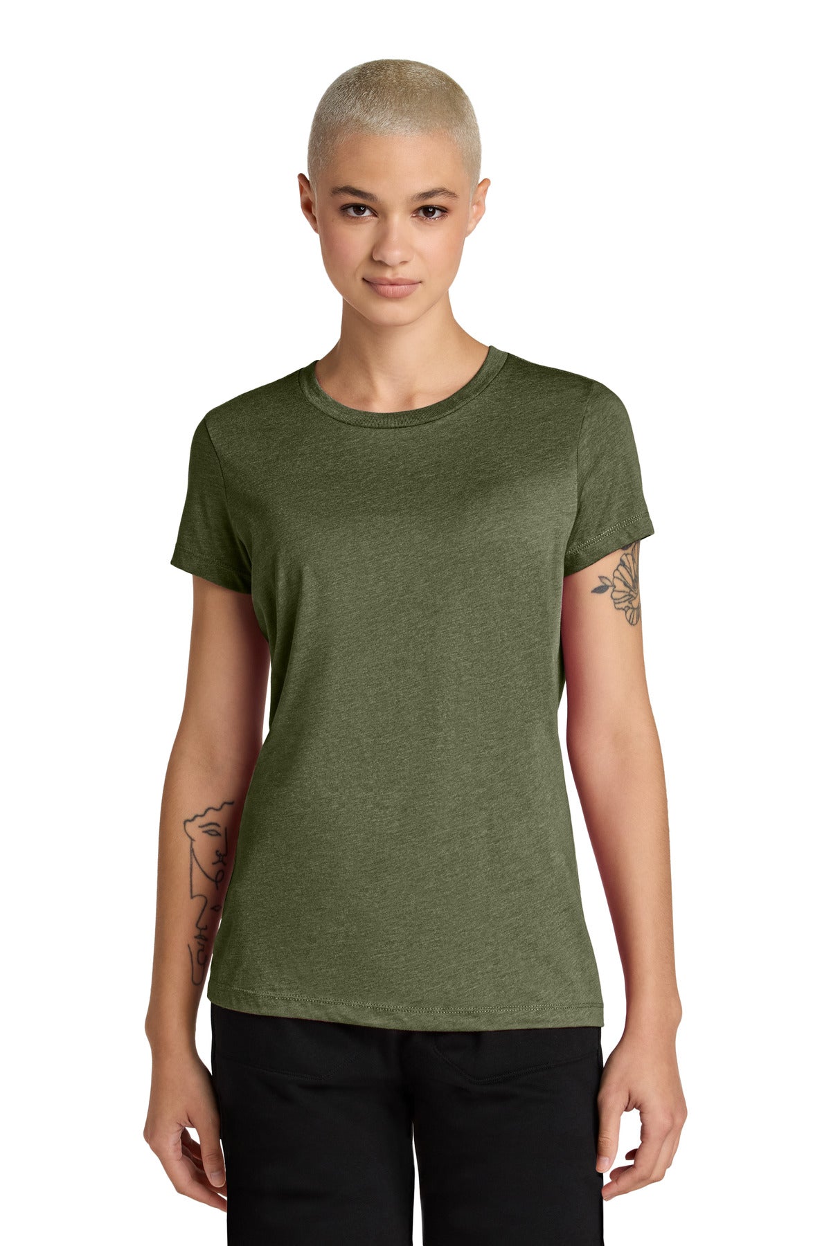 District® Women’s Perfect Weight® CVC Tee - Military Green Heather - XS