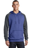 District® Lightweight Fleece Raglan Hoodie - Heathered Deep Royal/ Heathered Charcoal - XS