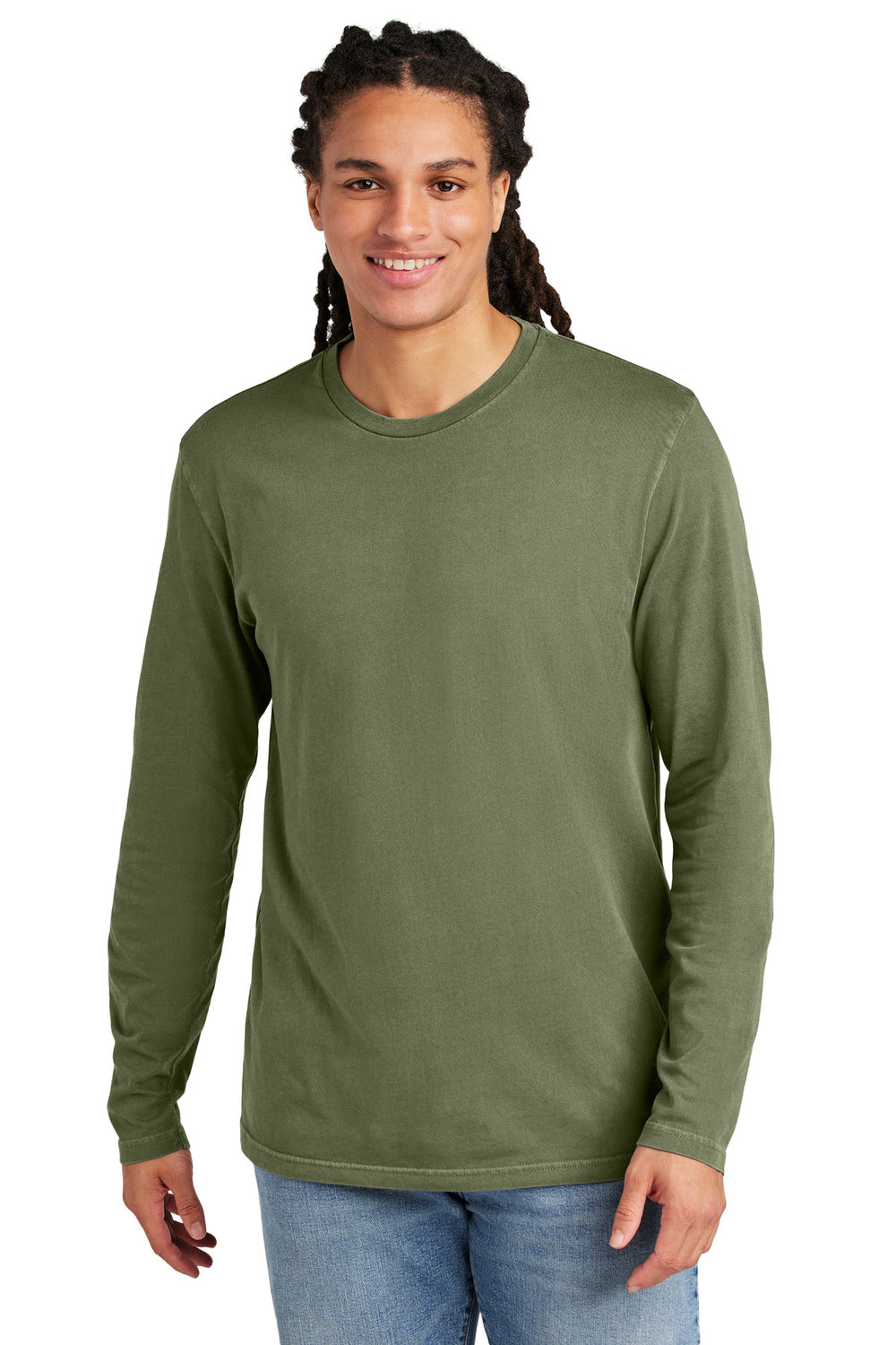 District Wash™ Long Sleeve Tee - Olive Drab Green - XS