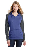 District ® Women’s Lightweight Fleece Raglan Hoodie - Heathered Deep Royal/ Heathered Charcoal - XS
