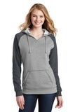 District ® Women’s Lightweight Fleece Raglan Hoodie - Heathered Grey/ Heathered Charcoal - XS