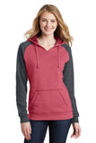 District ® Women’s Lightweight Fleece Raglan Hoodie - Heathered Red/ Heathered Charcoal - XS