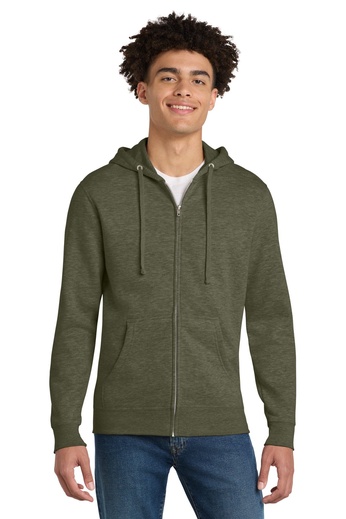 District® V.I.T.™ Fleece Full-Zip Hoodie - Heathered Olive - XS
