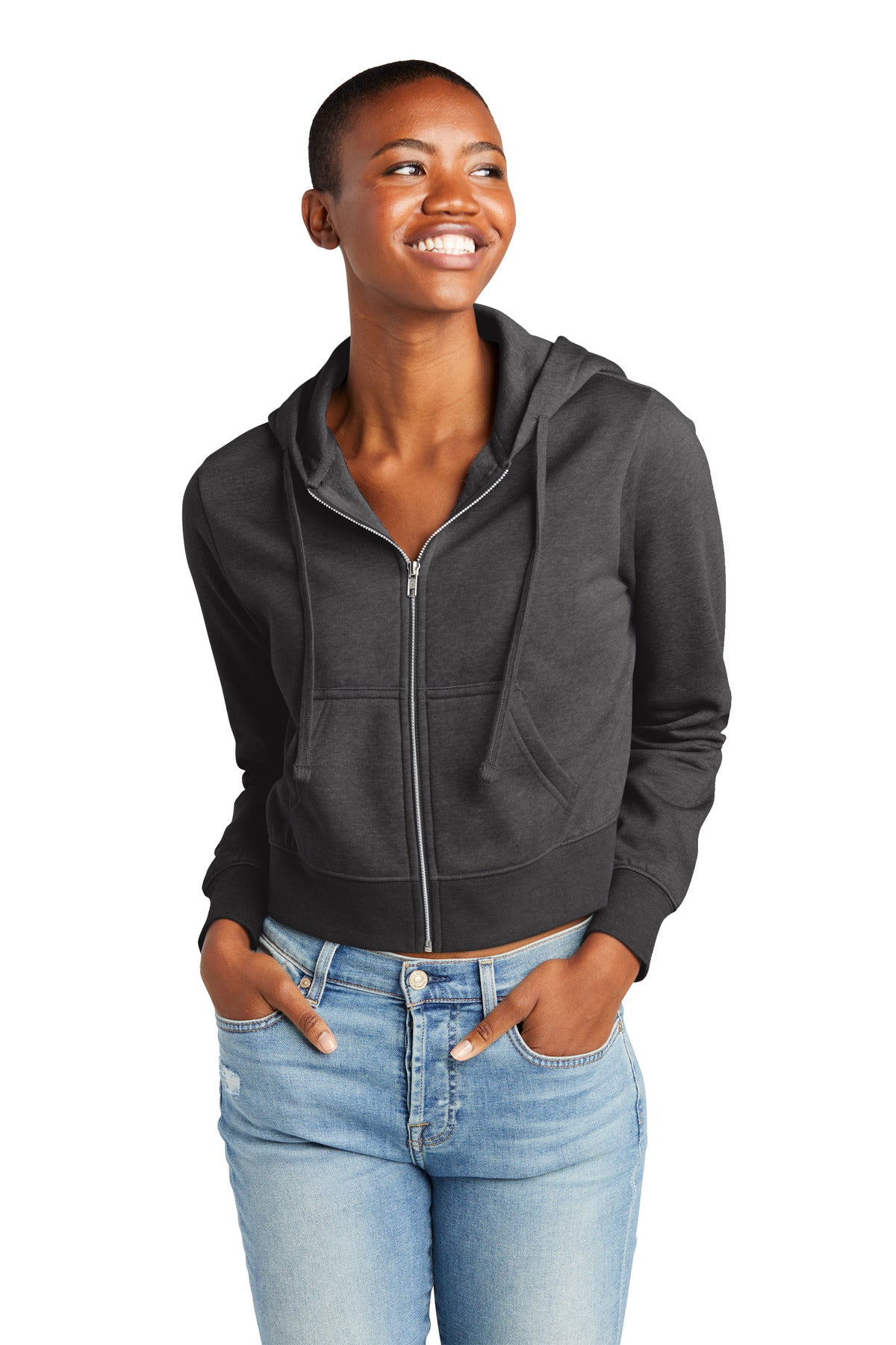 District® Women’s V.I.T.™ Fleece Full-Zip Hoodie - Heathered Charcoal - XS