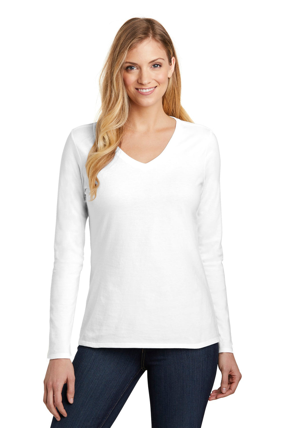 District ® Women’s Very Important Tee ® Long Sleeve V-Neck - White - XS