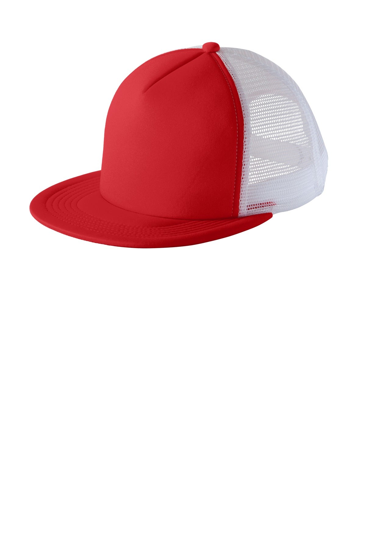 District® Flat Bill Snapback Trucker Cap - New Red - OSFA