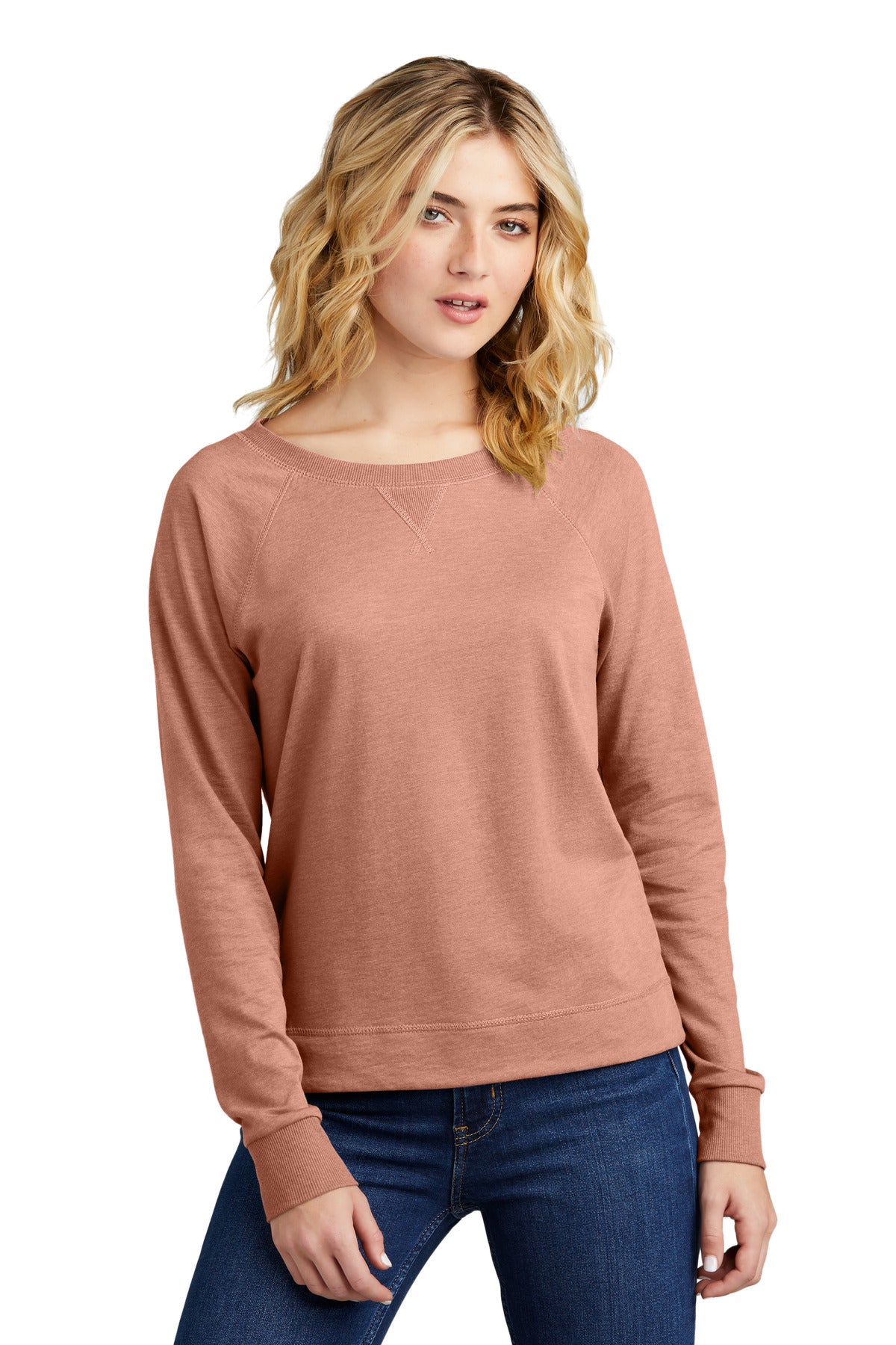 District® Women’s Featherweight French Terry™ Long Sleeve Crewneck - Nostalgia Rose Heather - XS