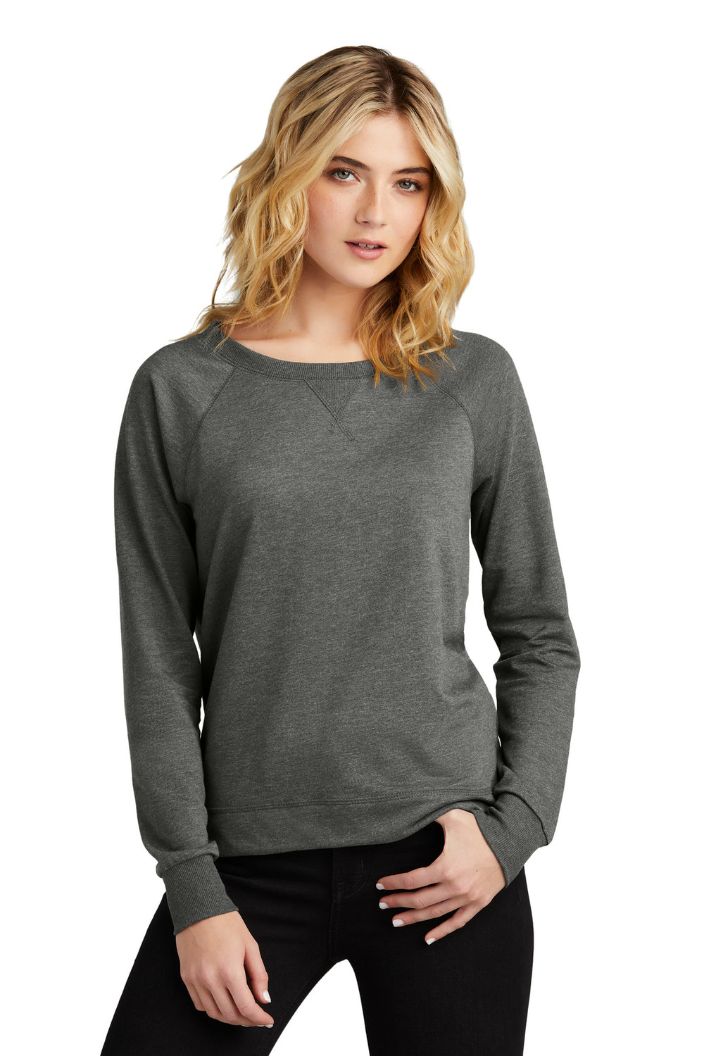 District® Women’s Featherweight French Terry™ Long Sleeve Crewneck - Washed Coal - XS