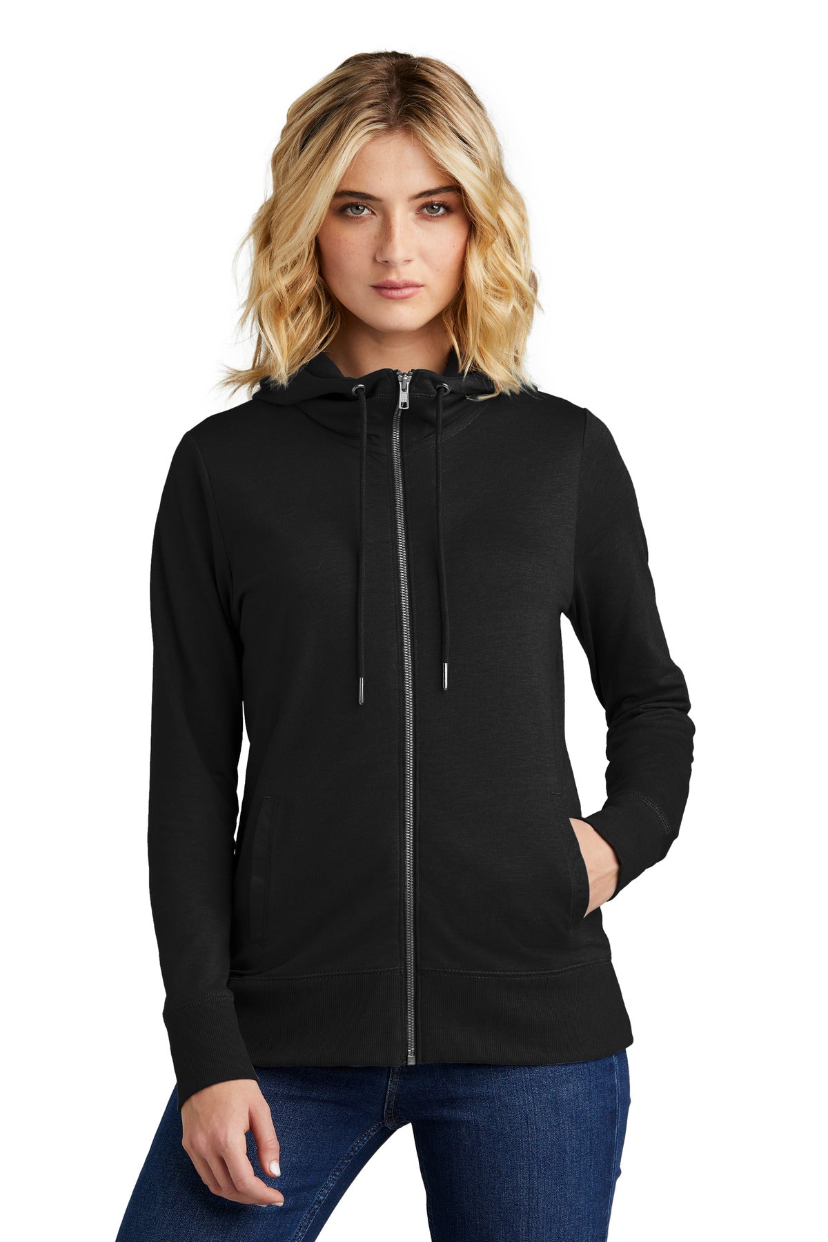 District® Women’s Featherweight French Terry™ Full-Zip Hoodie - Black - XS