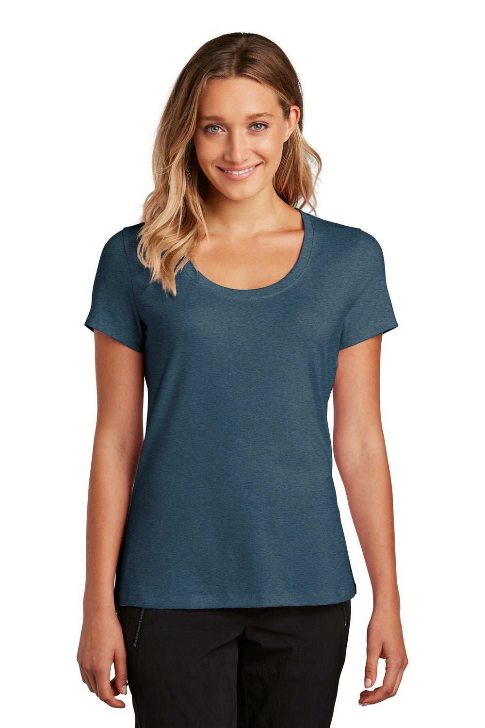 District ® Women’s Flex Scoop Neck Tee - Heathered Neptune Blue - XS