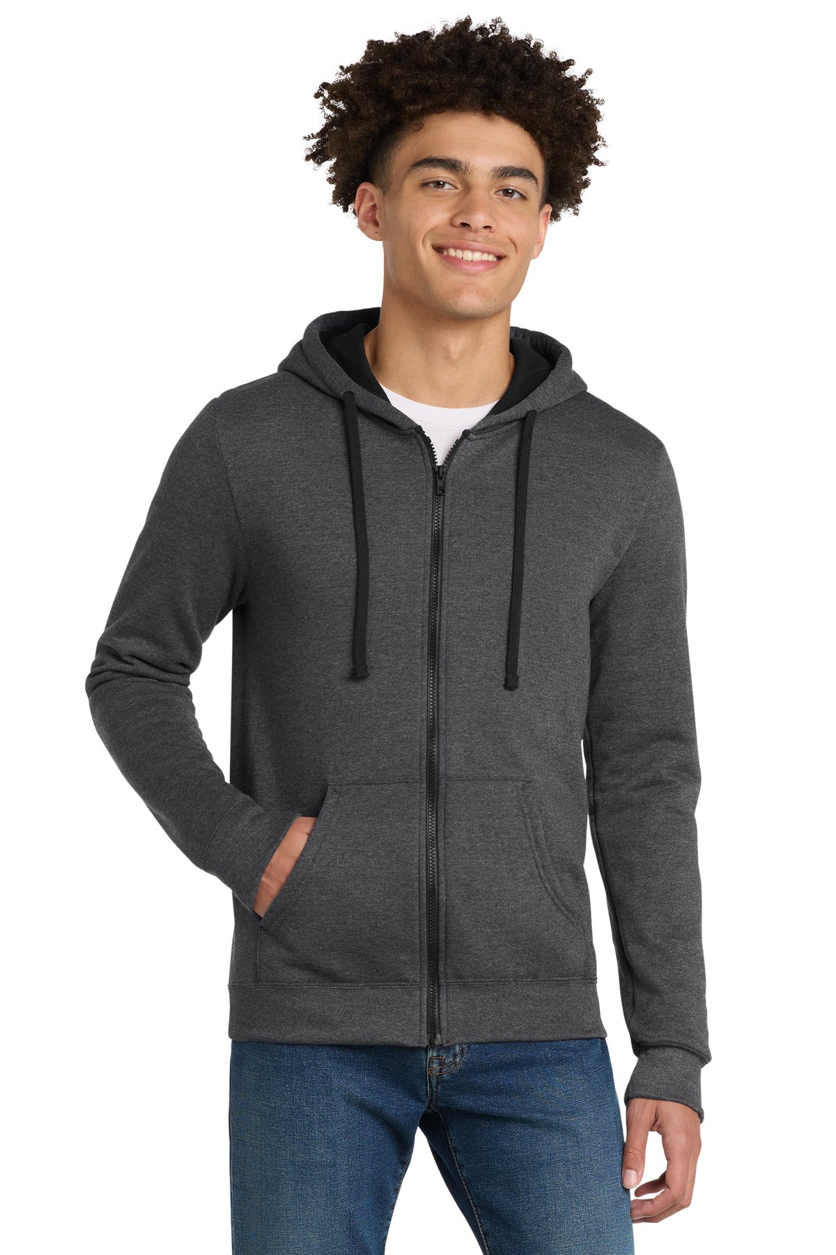 District ® The Concert Fleece ® Full-Zip Hoodie - Heathered Charcoal - XS
