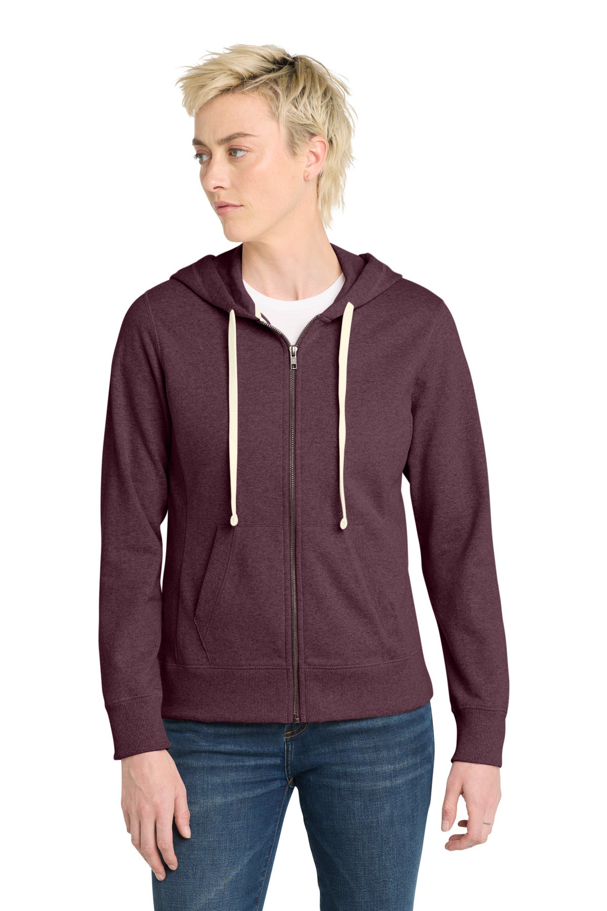 District® Women's Re-Fleece™ Full-Zip Hoodie - Maroon Heather - XS