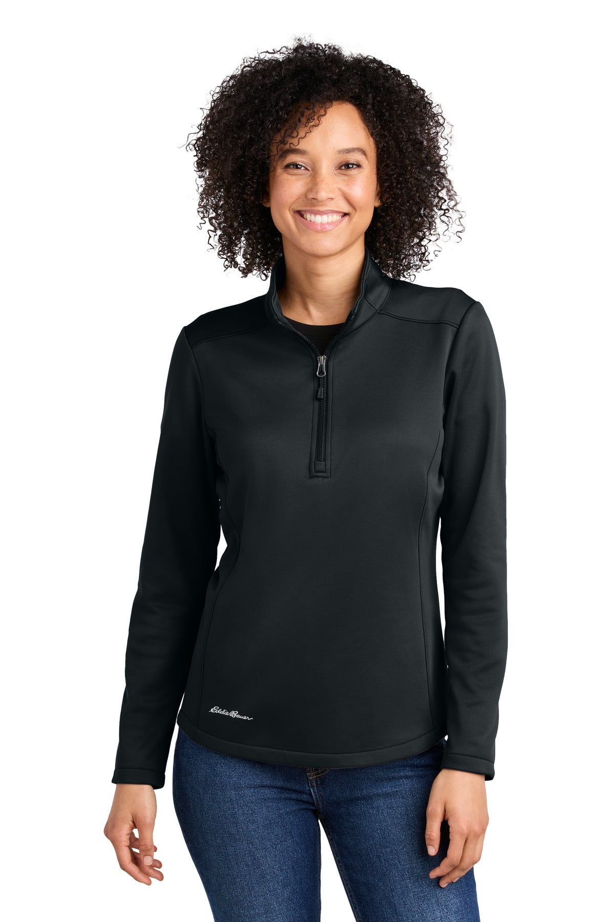 Eddie Bauer® Women’s Smooth Mid Layer Fleece 1/2-Zip - Black - XS