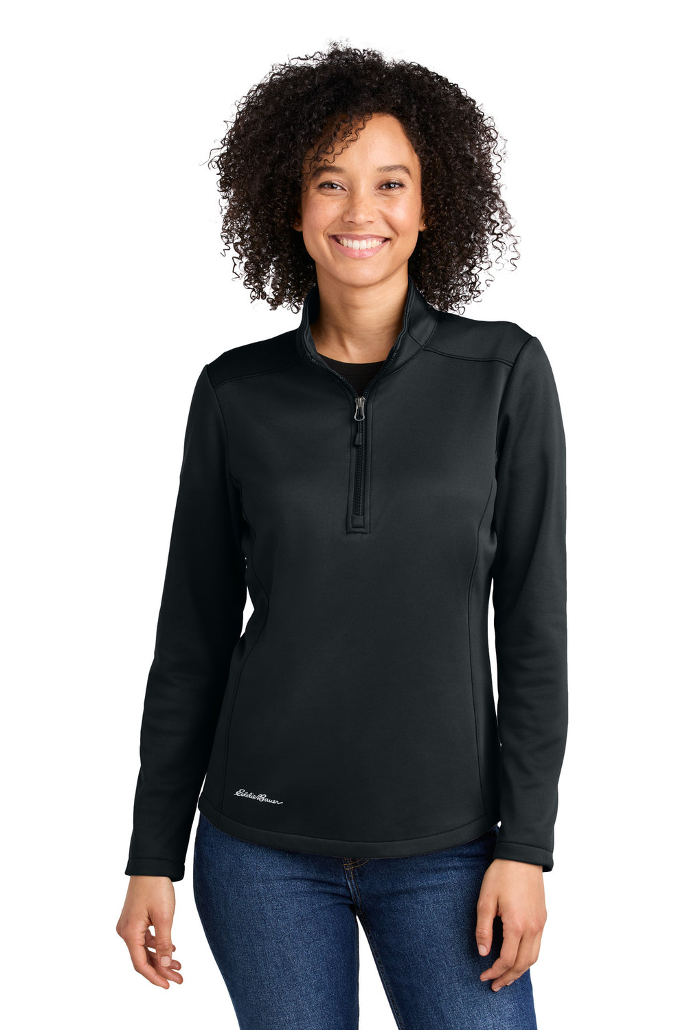 Eddie Bauer® Women’s Smooth Mid Layer Fleece 1/2-Zip - Black - XS
