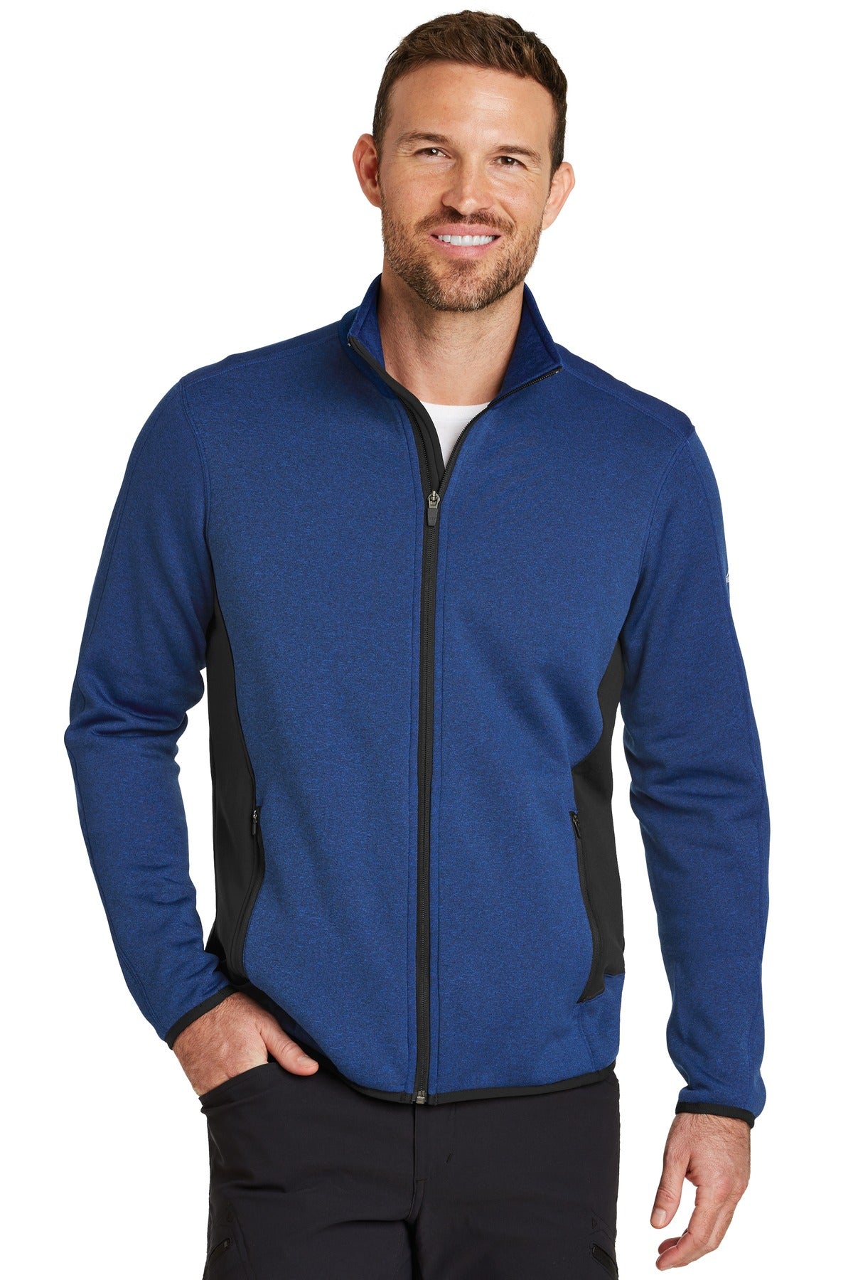 Eddie Bauer® Full-Zip Heather Stretch Fleece Jacket - Blue Heather - XS