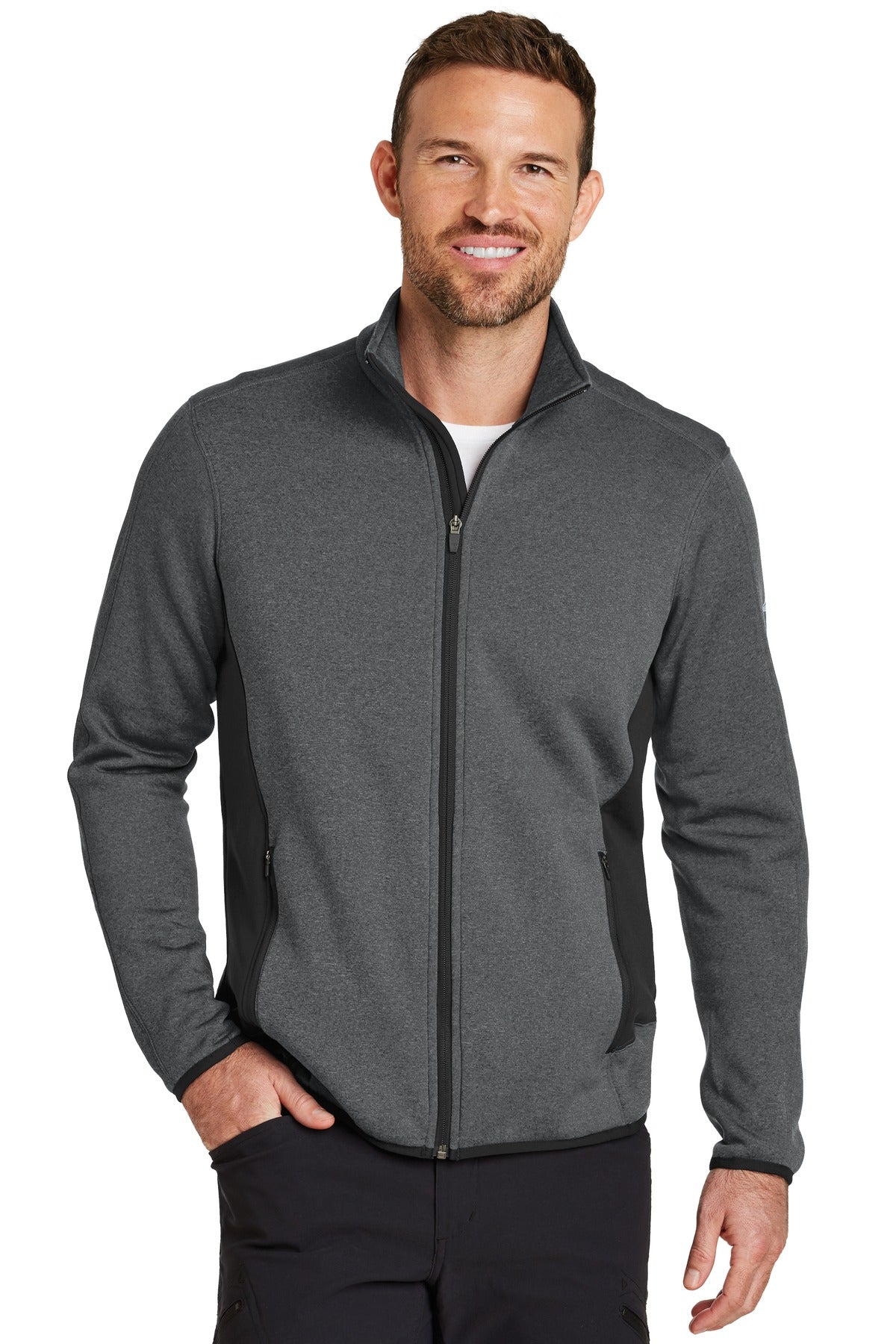Eddie Bauer® Full-Zip Heather Stretch Fleece Jacket - Dark Charcoal Heather - XS