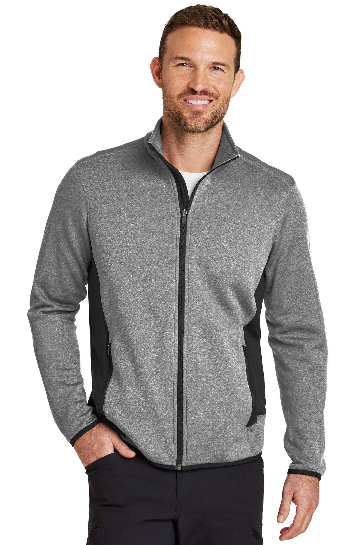 Eddie Bauer® Full-Zip Heather Stretch Fleece Jacket - Grey Heather - XS