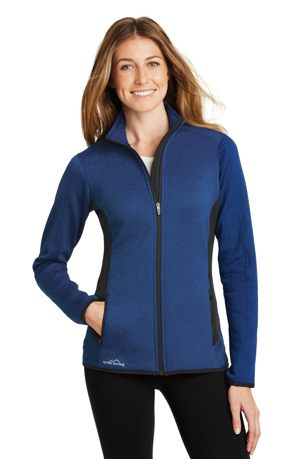Eddie Bauer® Women's Full-Zip Heather Stretch Fleece Jacket - Blue Heather - XS
