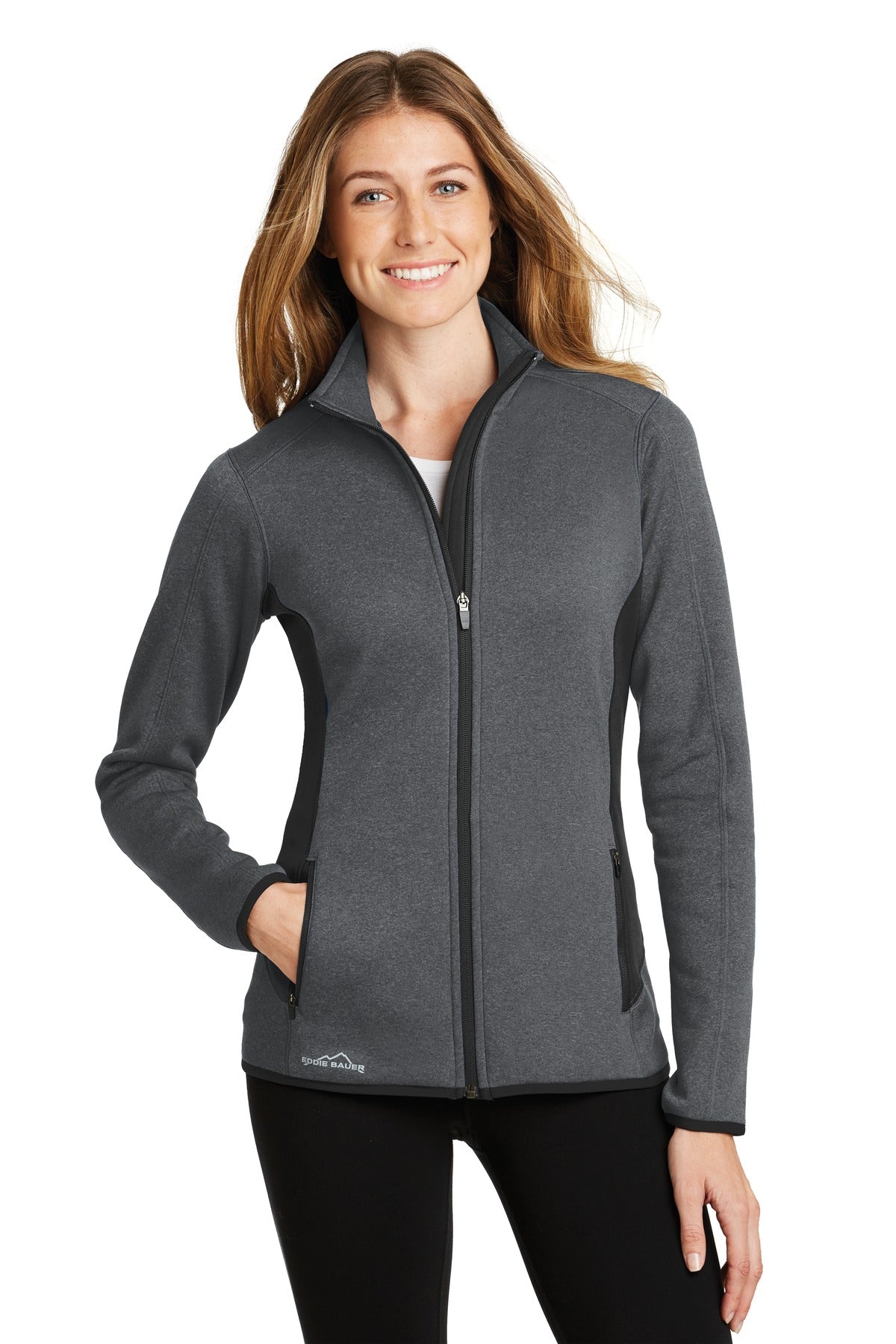 Eddie Bauer® Women's Full-Zip Heather Stretch Fleece Jacket - Dark Charcoal Heather - XS