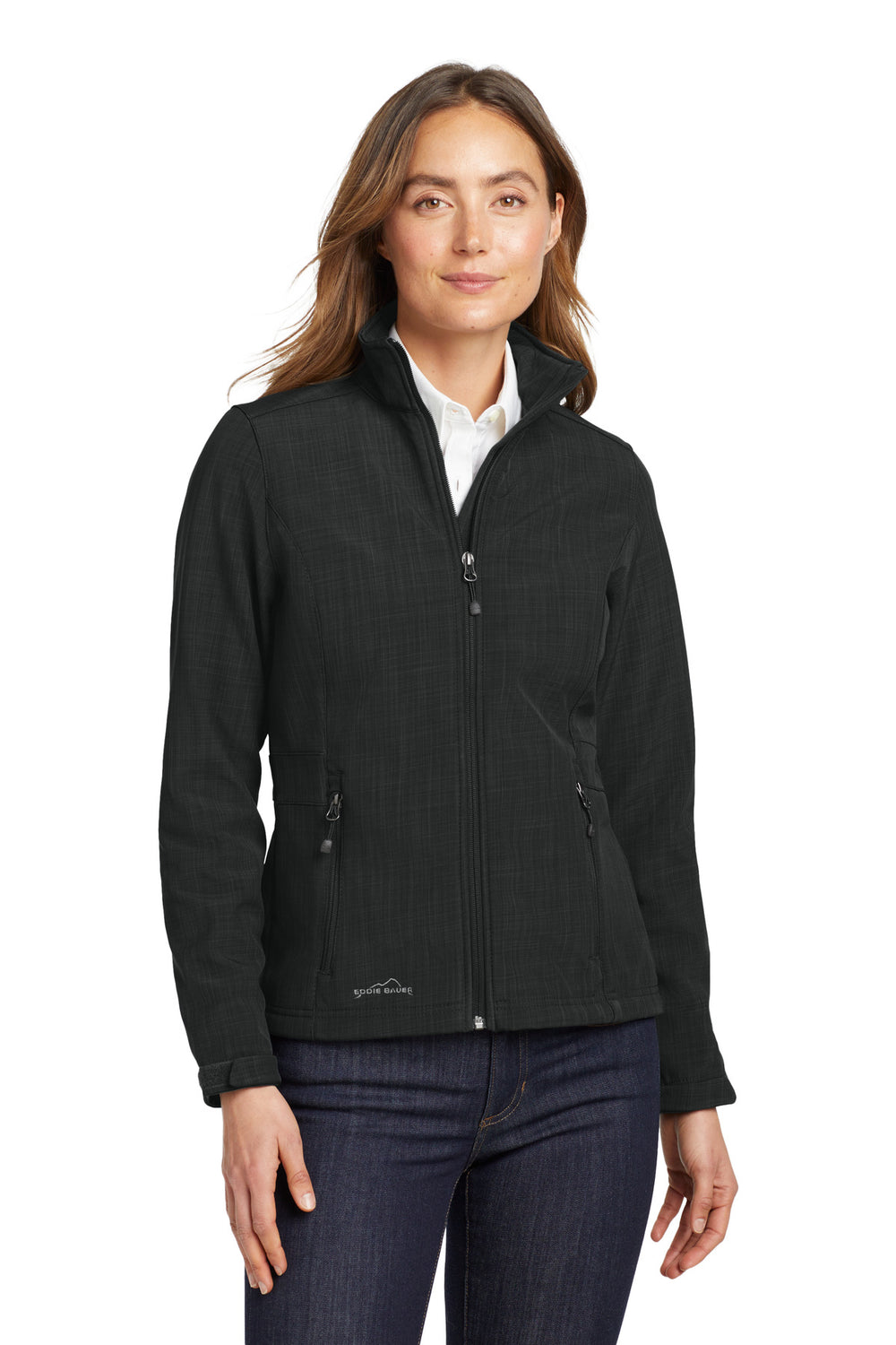 Eddie Bauer® Women's Shaded Crosshatch Soft Shell Jacket - Black - XS