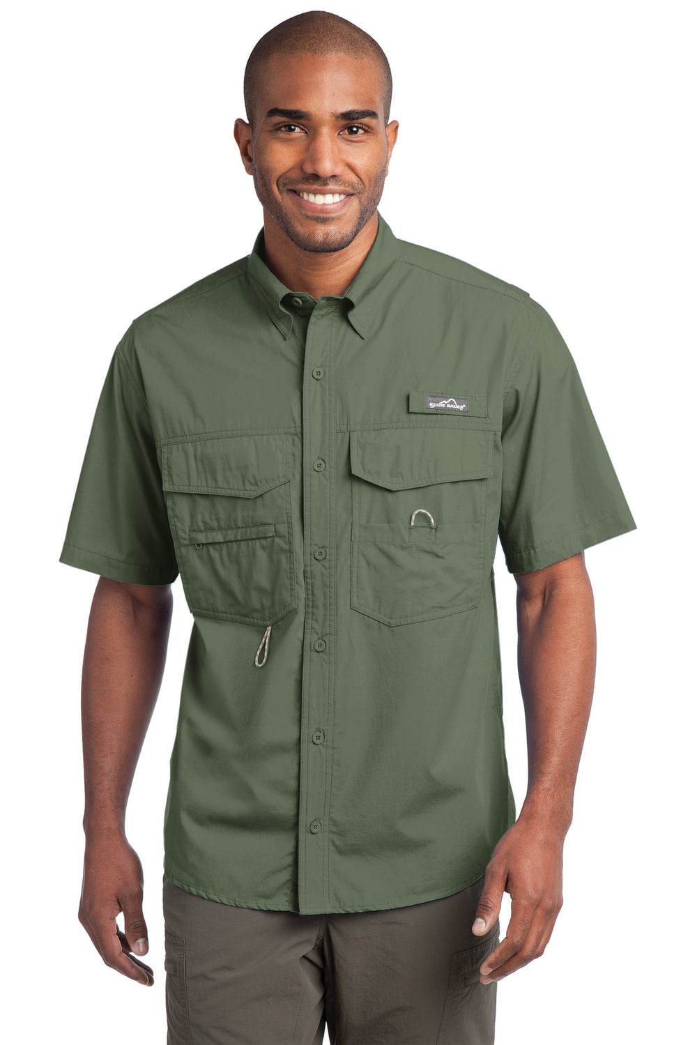 Eddie Bauer® Short Sleeve Fishing Shirt - Seagrass Green - XS