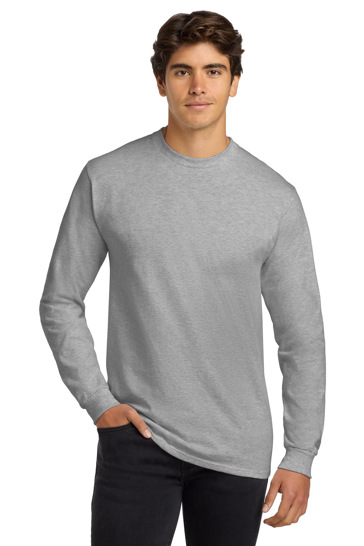 Gildan® Ultra Cotton® 100% US Cotton Long Sleeve T-Shirt - Ash - S