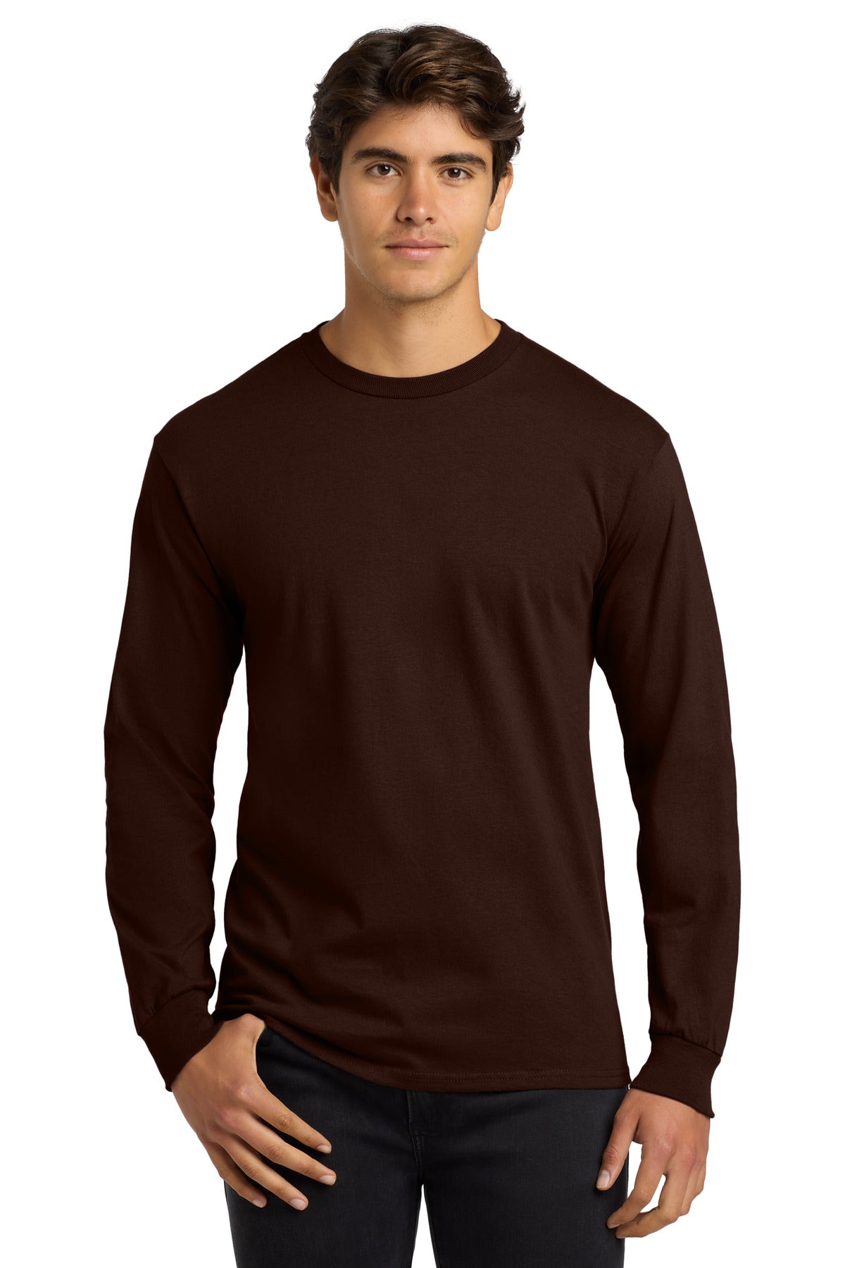Gildan® Ultra Cotton® 100% US Cotton Long Sleeve T-Shirt - Dark Chocolate - S