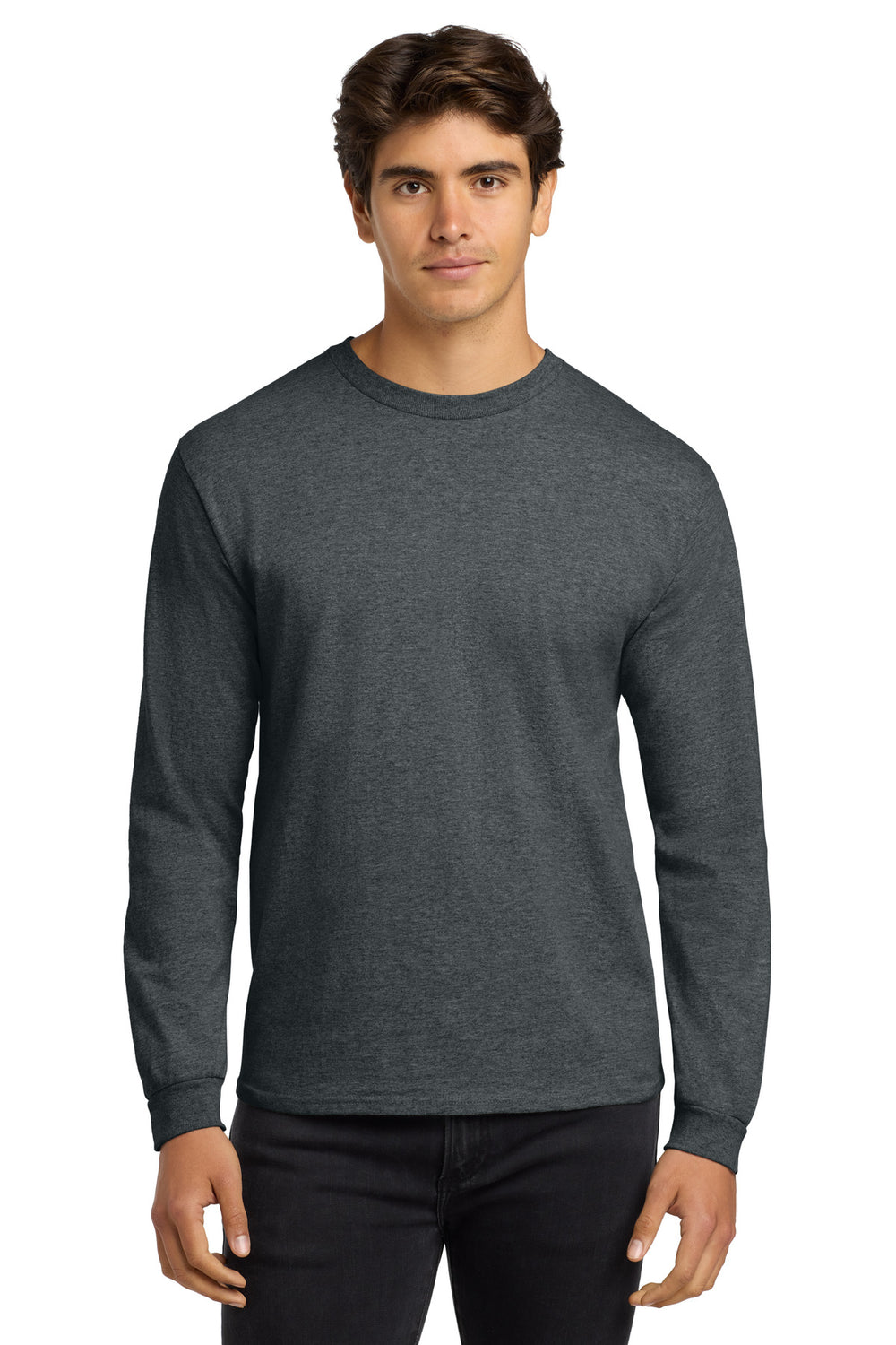 Gildan® Ultra Cotton® 100% US Cotton Long Sleeve T-Shirt - Dark Heather - S