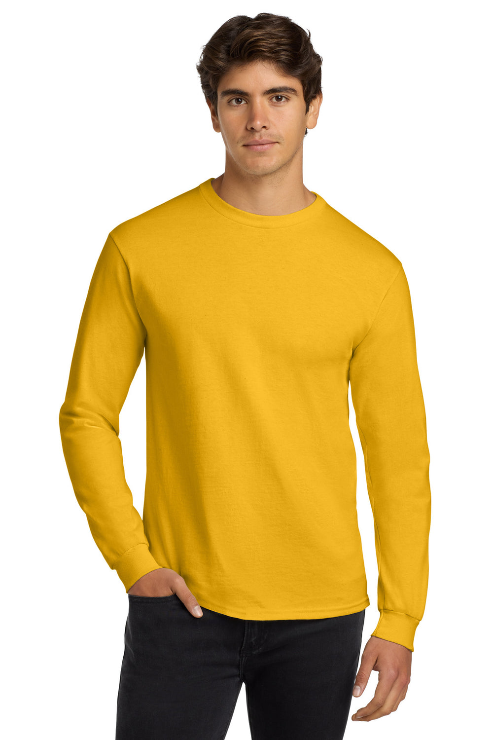 Gildan® Ultra Cotton® 100% US Cotton Long Sleeve T-Shirt - Gold - S