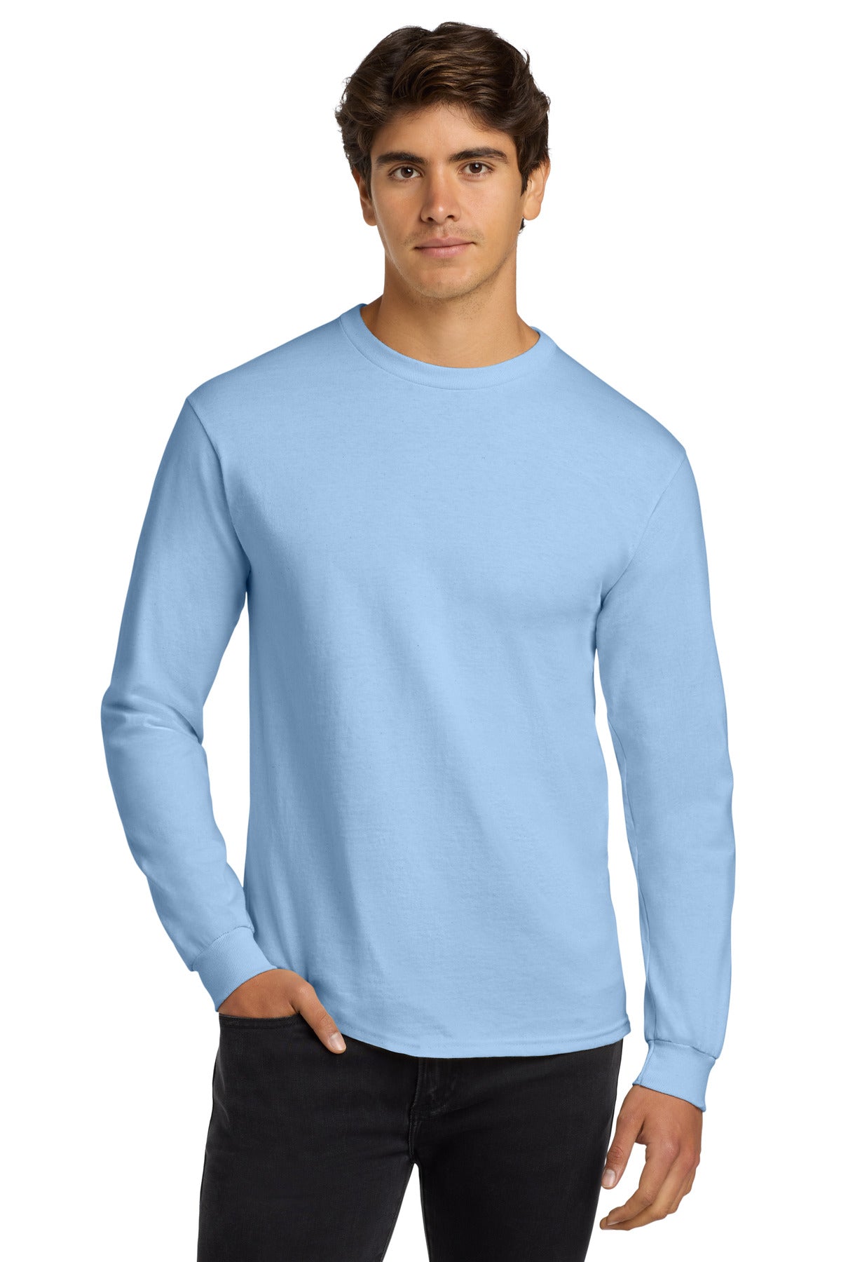 Gildan® Ultra Cotton® 100% US Cotton Long Sleeve T-Shirt - Light Blue - S