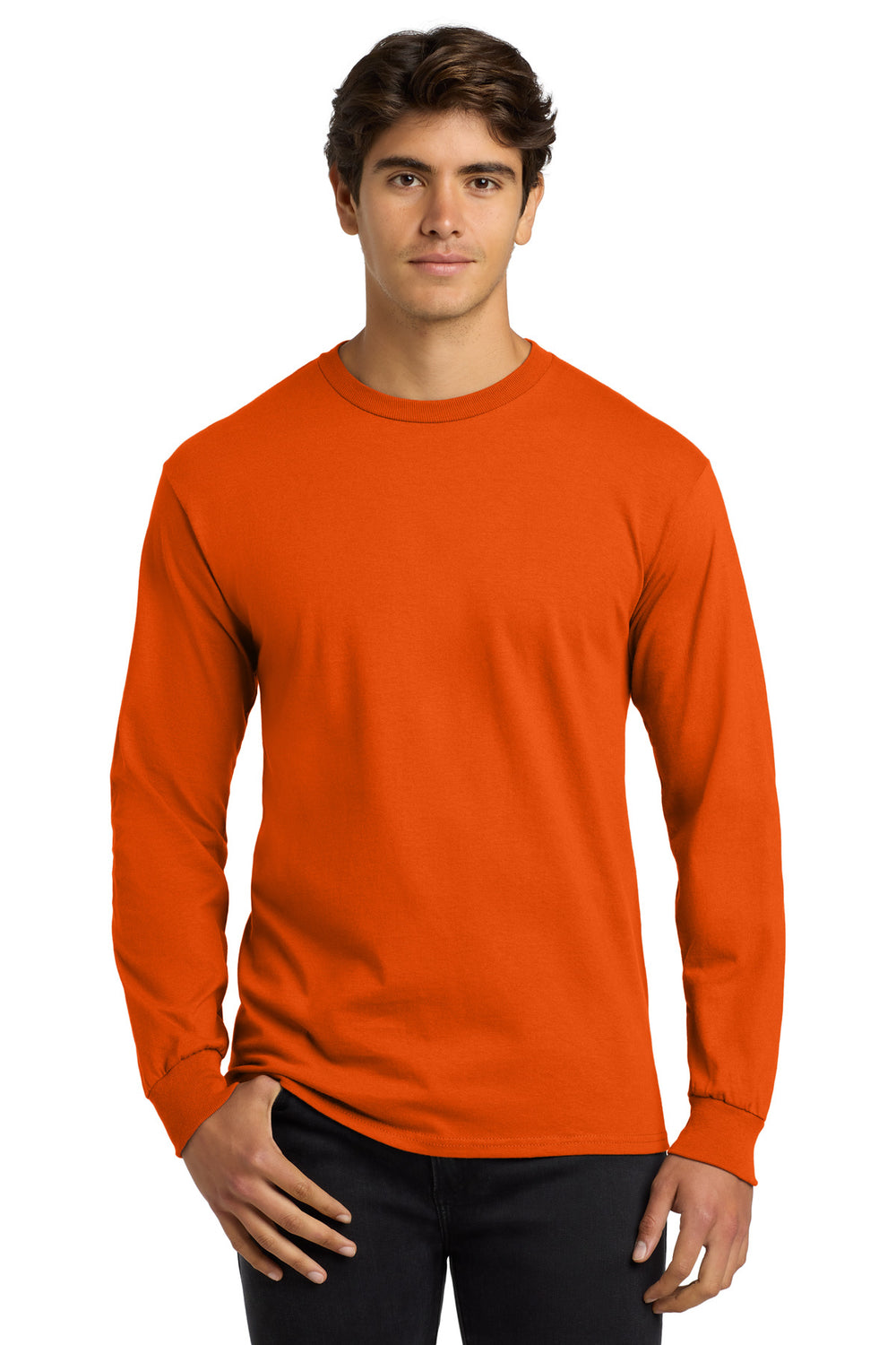 Gildan® Ultra Cotton® 100% US Cotton Long Sleeve T-Shirt - Orange - S
