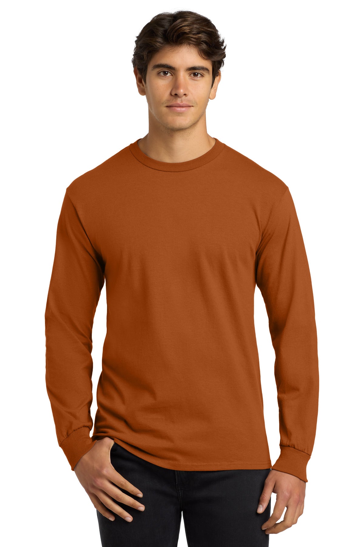 Gildan® Ultra Cotton® 100% US Cotton Long Sleeve T-Shirt - Texas Orange - S