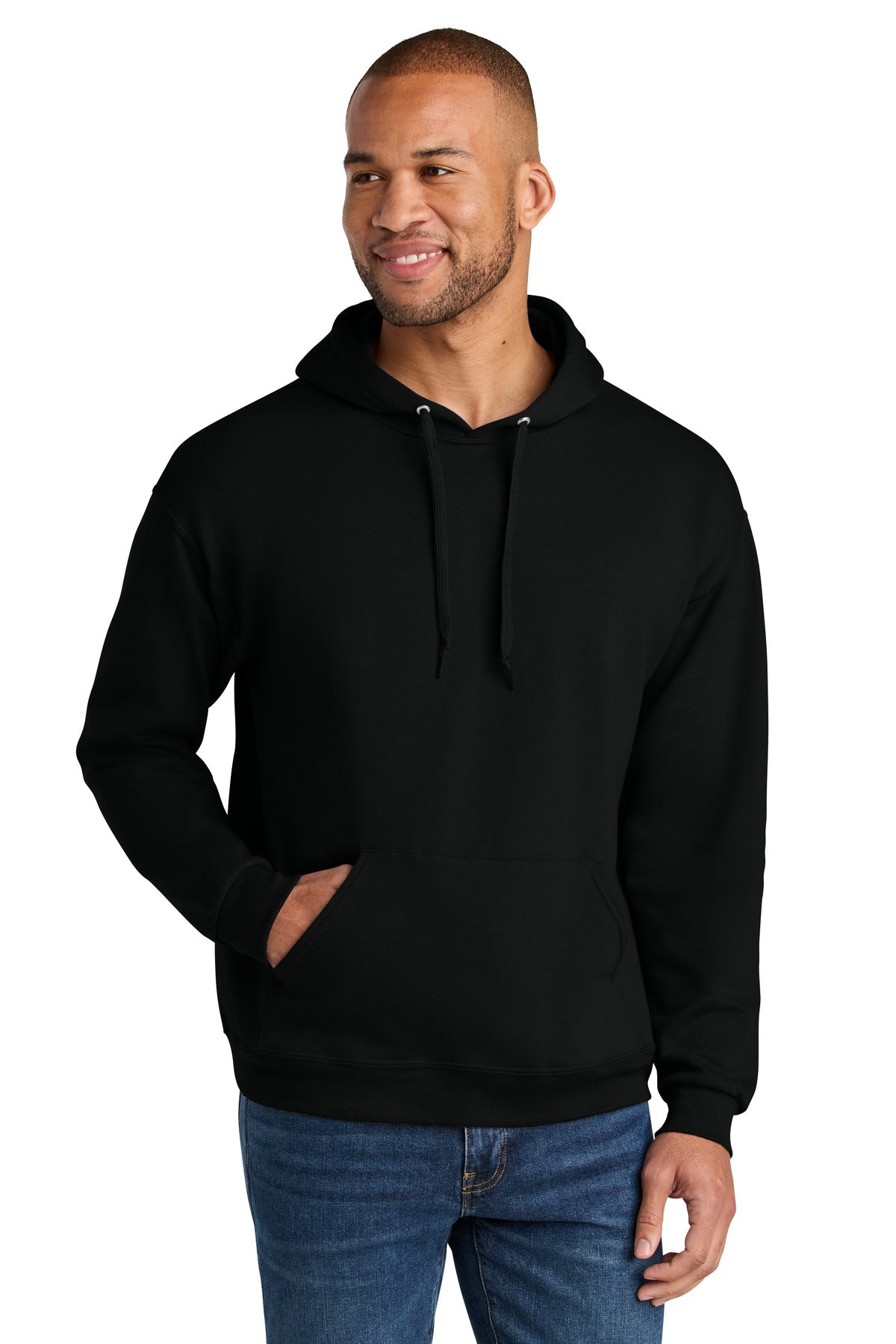 Jerzees Ultimate™ Unisex CVC Ring Spun Hooded Sweatshirt - Black Ink - S