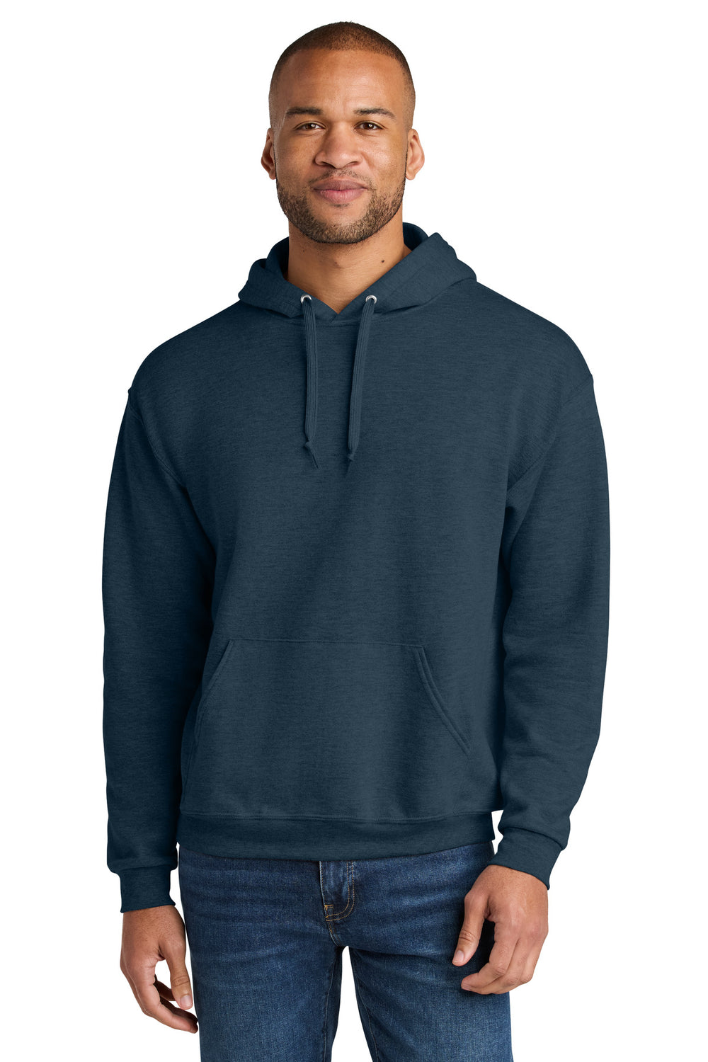 Jerzees Ultimate™ Unisex CVC Ring Spun Hooded Sweatshirt - Indigo Heather - M