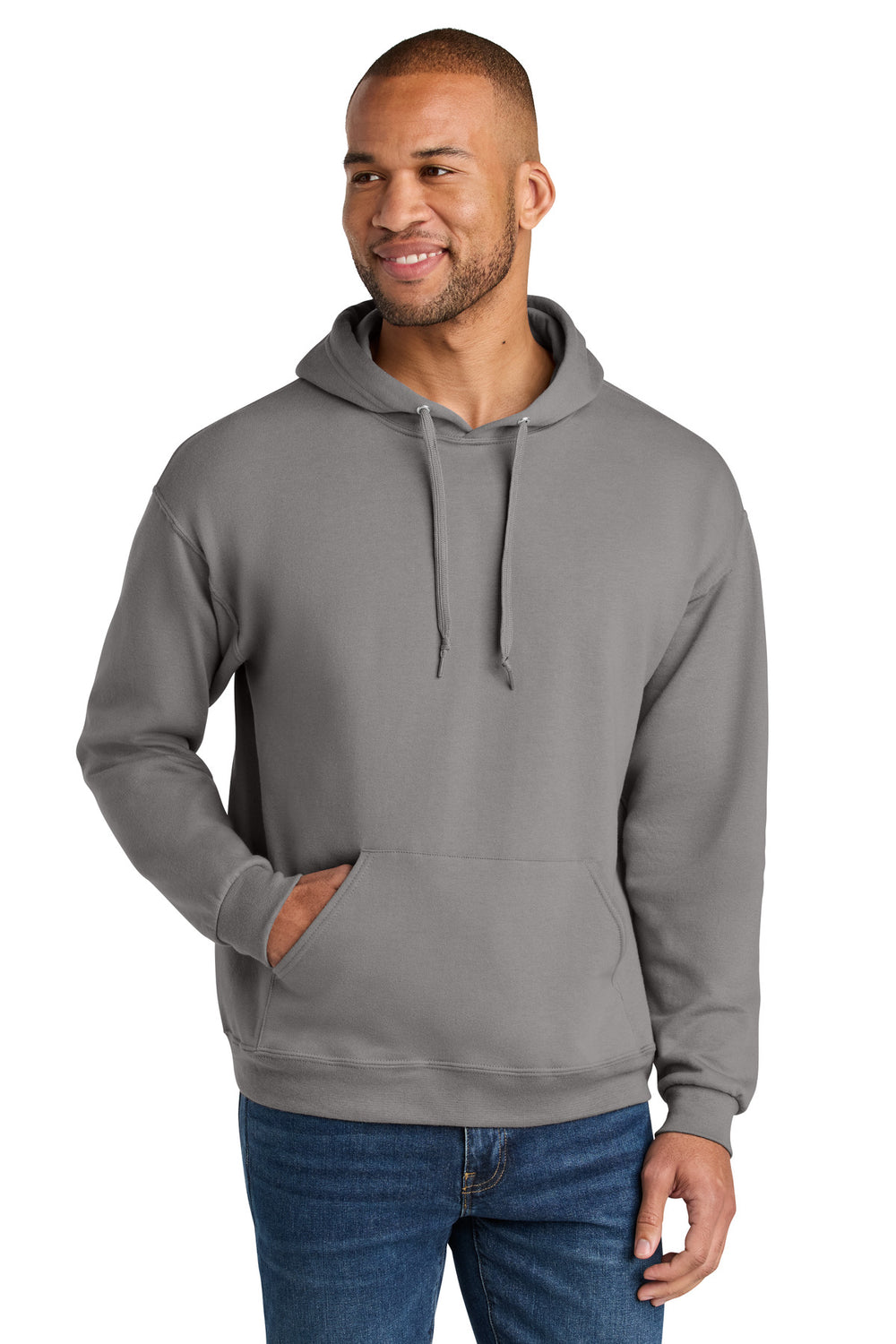 Jerzees Ultimate™ Unisex CVC Ring Spun Hooded Sweatshirt - Rock - S
