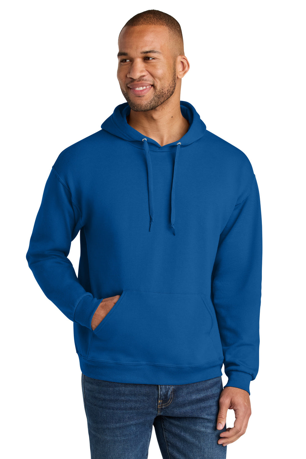Jerzees Ultimate™ Unisex CVC Ring Spun Hooded Sweatshirt - Royal - S