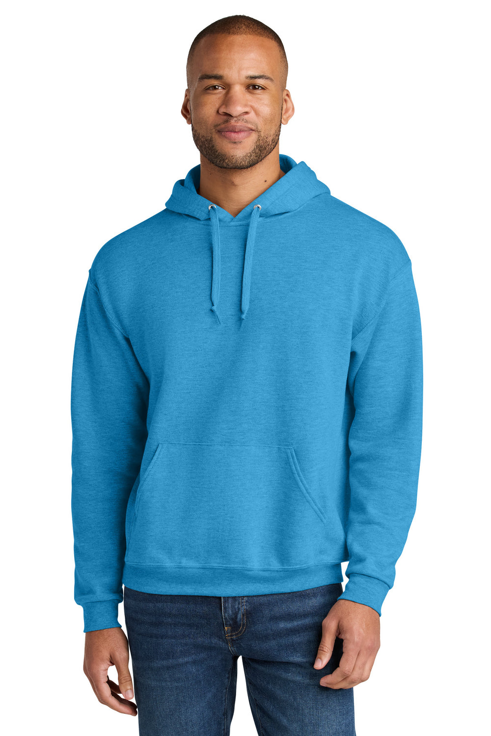 Jerzees Ultimate™ Unisex CVC Ring Spun Hooded Sweatshirt - Soul Blue Heather - S