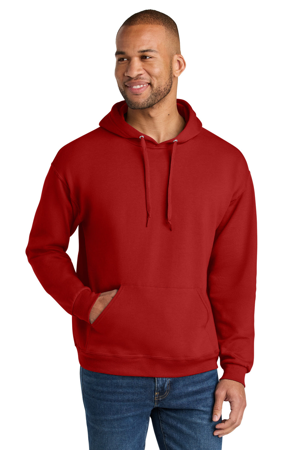 Jerzees Ultimate™ Unisex CVC Ring Spun Hooded Sweatshirt - True Red - S