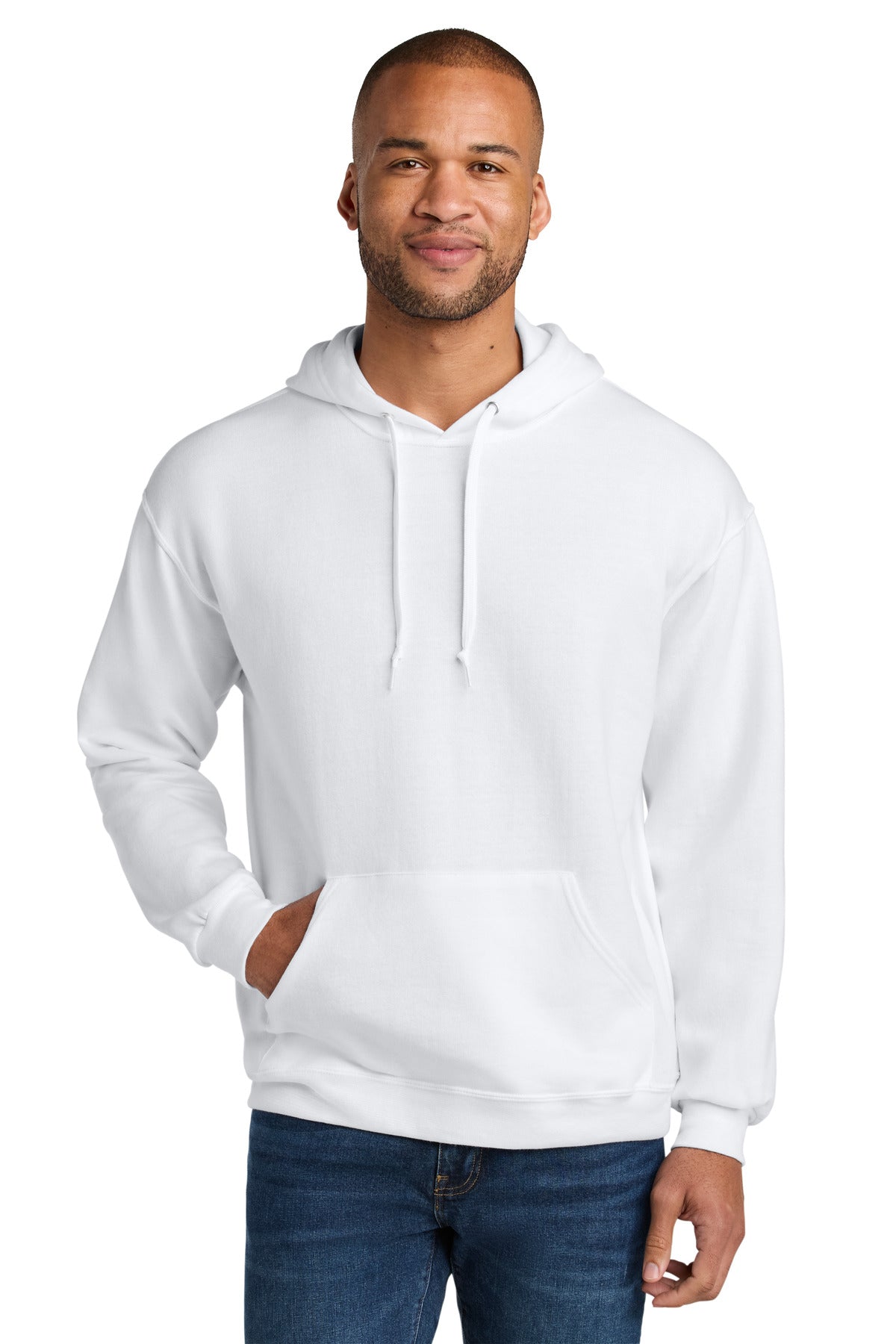 Jerzees Ultimate™ Unisex CVC Ring Spun Hooded Sweatshirt - White - S