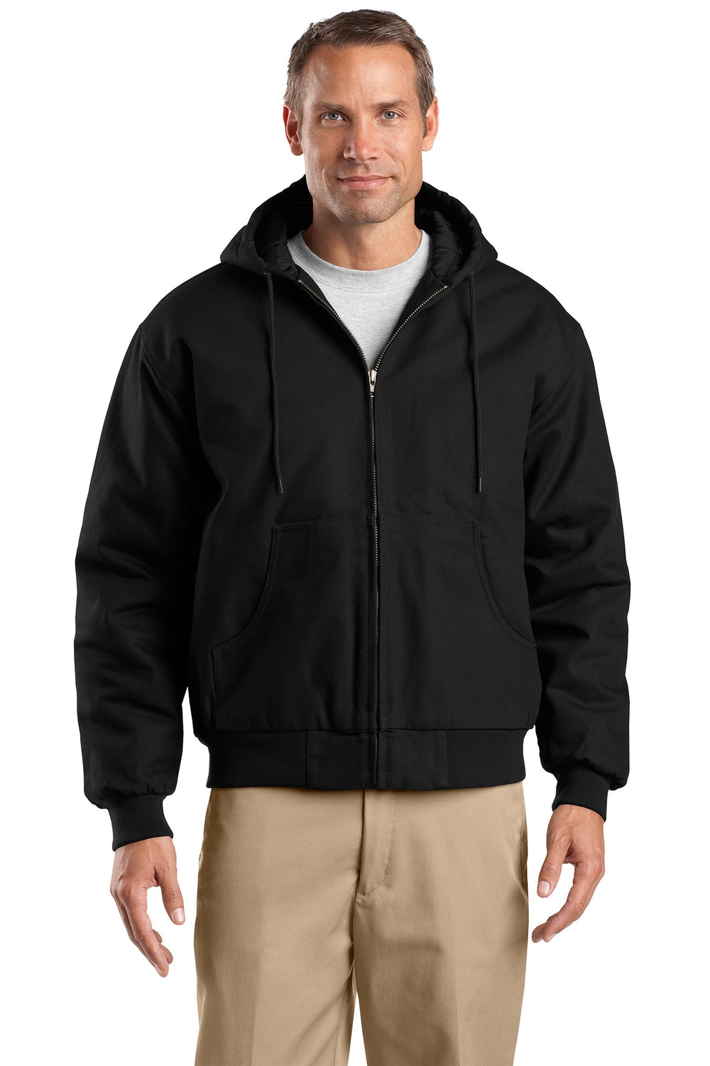 CornerStone® Tall Duck Cloth Hooded Work Jacket - Black - LT