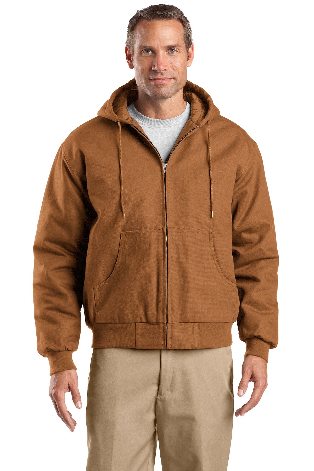 CornerStone® Tall Duck Cloth Hooded Work Jacket - Duck Brown - LT