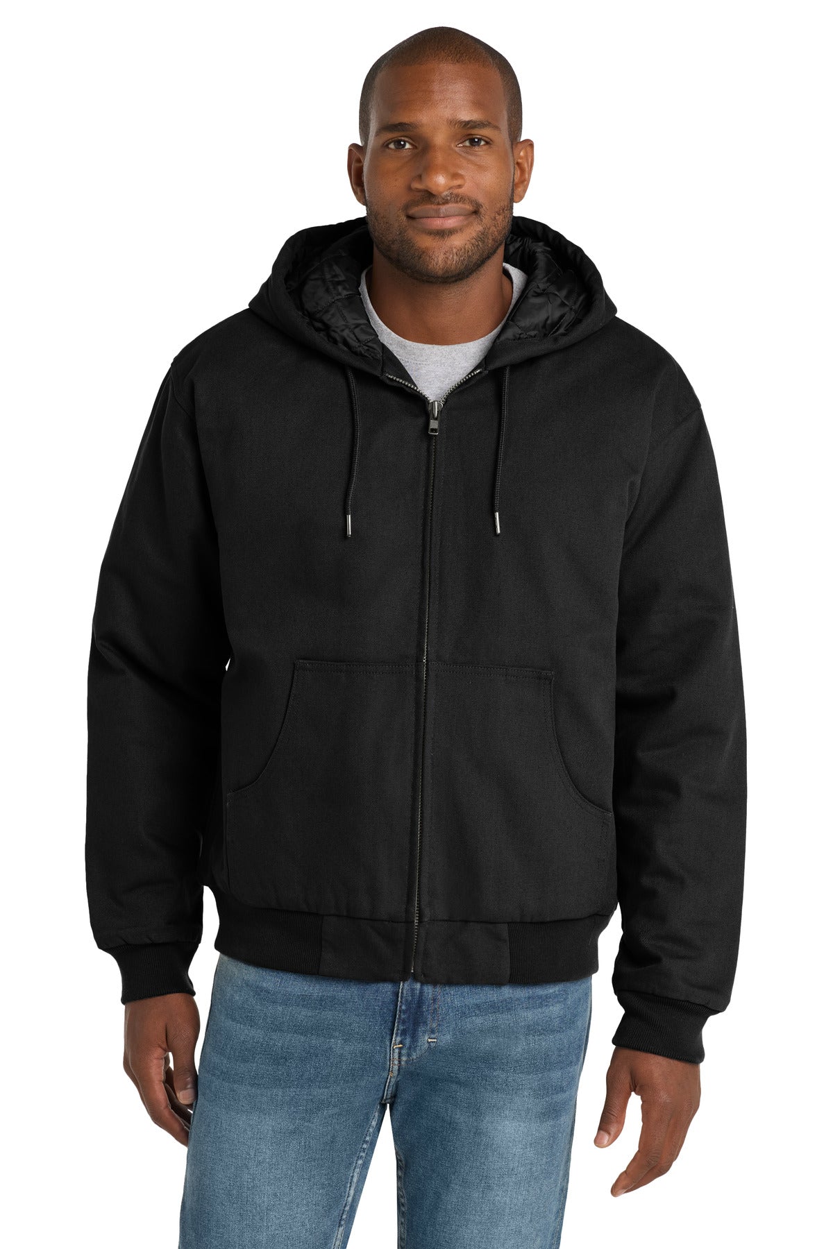 CornerStone® Duck Cloth Hooded Work Jacket - Black - XS