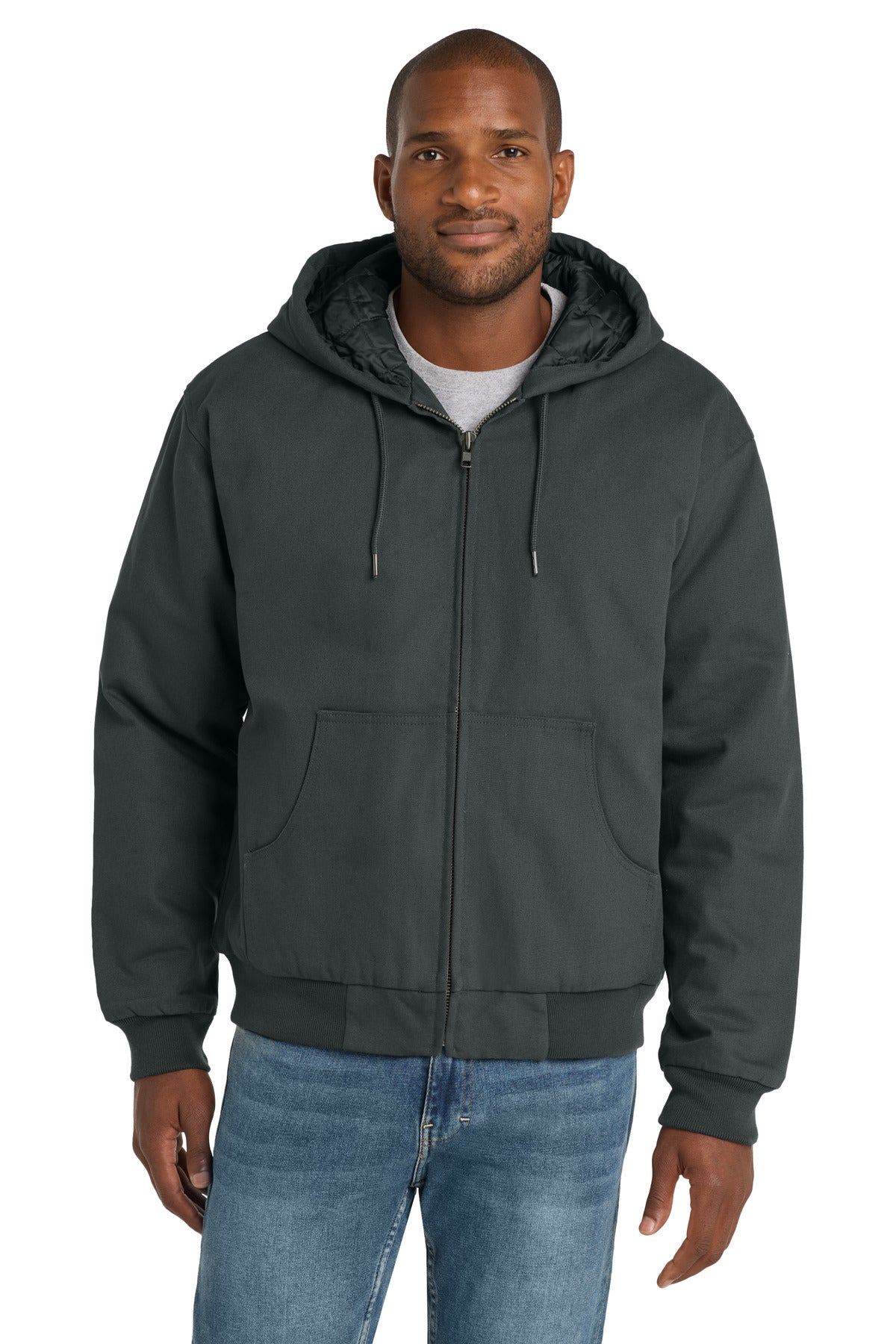CornerStone® Duck Cloth Hooded Work Jacket - Charcoal - XS