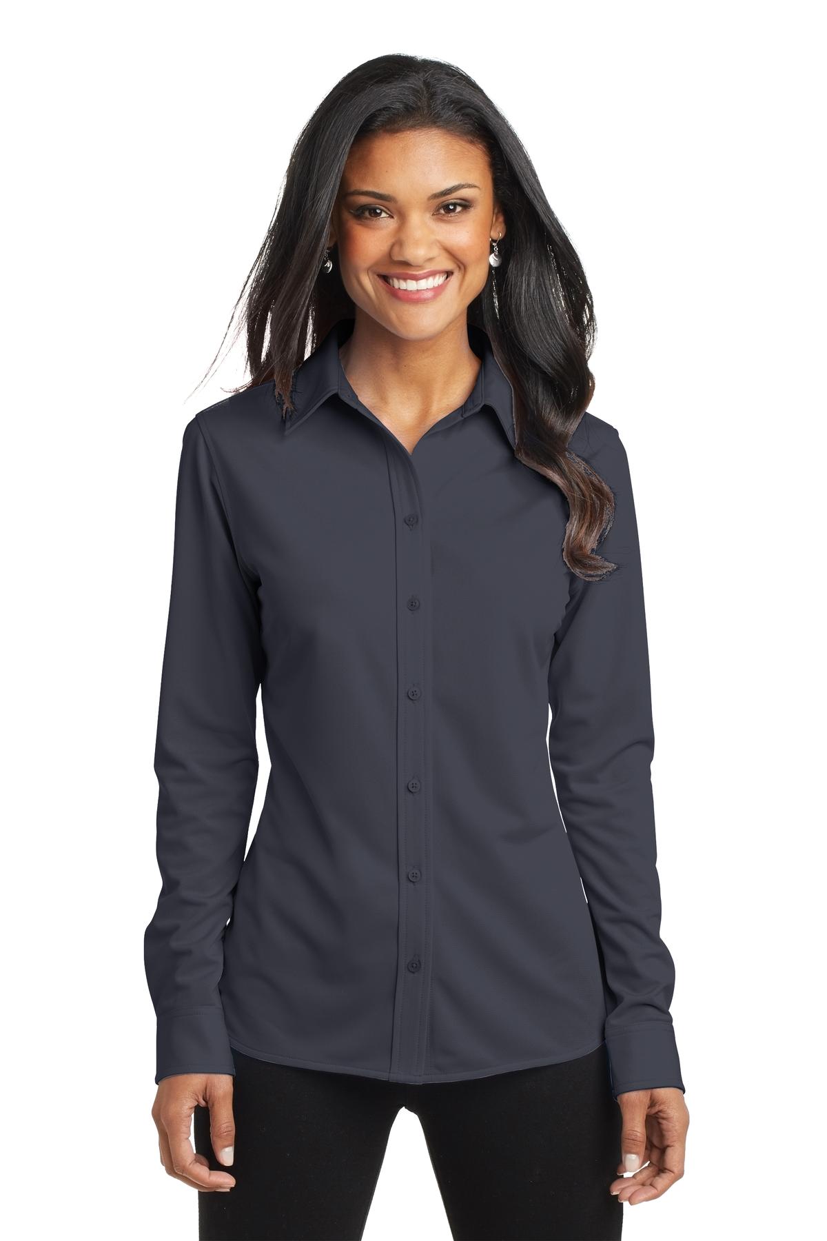 Port AuthorityÂ® Women's Dimension Knit Dress Shirt. L570 - Battleship Grey - XS