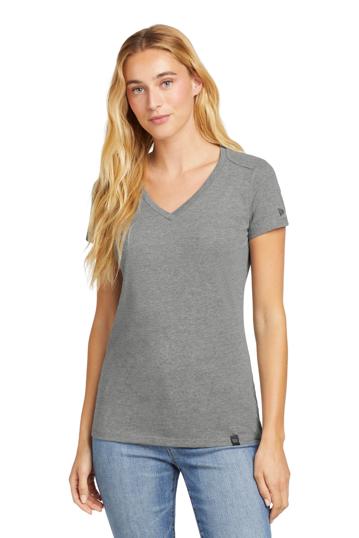 New Era ® Women's Heritage Blend V-Neck Tee - Shadow Grey Heather - XS