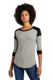 New Era ® Women's Heritage Blend 3/4-Sleeve Baseball Raglan Tee - Black/ Rainstorm Grey Heather - XS