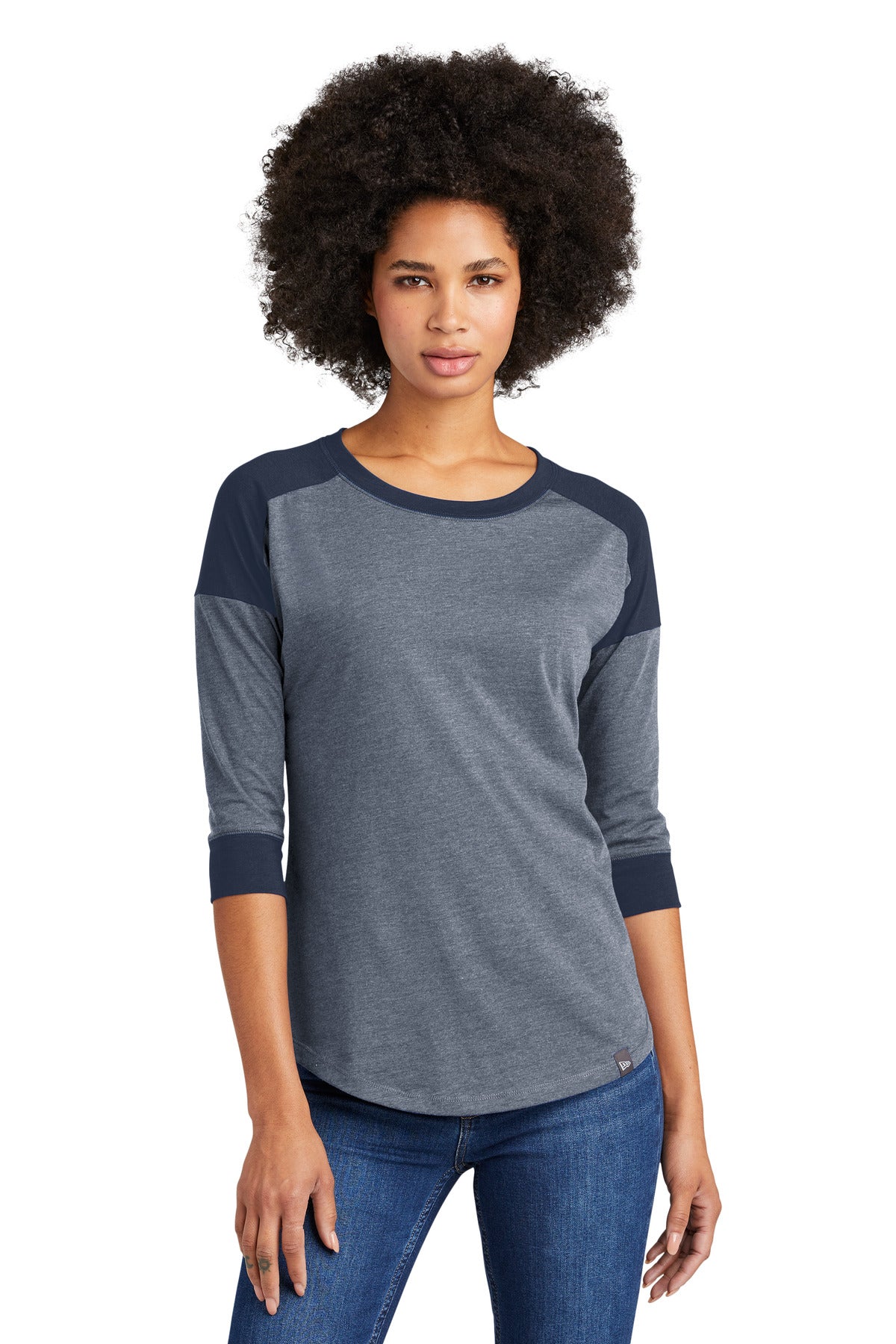 New Era ® Women's Heritage Blend 3/4-Sleeve Baseball Raglan Tee - True Navy/ True Navy Twist - XS